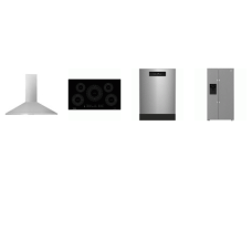 4 STAINLESS : Beko 36 Inch Counter-Depth SBS Refrigerator EXT WD, 45dBA Dishwasher, And Frigidaire 36" Induction Cooktop, Canopy Wall-Mount Hood 400CFM