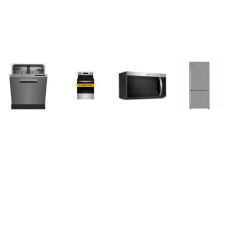 4 STAINLESS STEEL APPLIANCE PACKAGE : Beko 30" Bottom COUNTER DEPTH Freezer Refrigerator ICE MAKER, 48dBA Dishwasher, AND WHIRLPOOL SMOOTHTOP  RANGE OVEN, 1.7CF OTR MW 