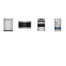 Maytag 4 Fingerprint Resistant STAINLESS STEEL : Gas Range Convection Oven Griddle Air Fry, OTR MW, PowerBlast Dishwasher 47dBA, 29CF French 4-Door Refrigerator EXT WD