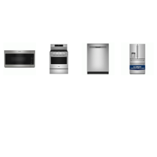 Maytag 4 Fingerprint Resistant STAINLESS STEEL : Gas Range Convection Oven Griddle Air Fry, OTR MW, PowerBlast Dishwasher 47dBA, 29CF French 4-Door Refrigerator EXT WD