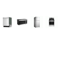 4 STAINLESS STEEL APPLIANCE PKG : GAS RANGE OVEN CONVECTION AIR FRY, OTR MW, 49dB Dishwasher, 30" 18.1 cu. ft. Top Freezer Refrigerator