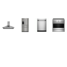 Kitchenaid 4 Stainless : 36" 6-Element Induction Commercial Range True Convection Oven Air Fry, Canopy Hood 400CFM, 47DBA DW, French 4-Door Refrigerator EXT WD