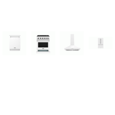Thor Kitchen 4 WHITE : 30 Inch Gas Range Convection Oven, Chimney Range Hood 350cfm, Dishwasher 47dB, 36" French Door Counter Depth Refrigerator Ice Maker