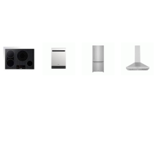Thor Kitchen 4 Stainless Steel Appliance PKG : 30"W Professional Electric Cooktop, Chimney Hood 350CFM, Dishwasher 51DBA, 30" Bottom Mount Refrigerator Automatic Ice Maker