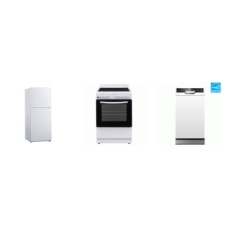 Element APT SIZE 3 WHITE APPLIANCE PKG : 24" SMOOTHTOP ELECTRIC RANGE OVEN, 18" DISHWASHER, 24" 10.1CF Top Freezer Refrigerator 