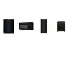 4 BLACK APPLIANCE PKG : THOR KITCHEN Professional Slide In Gas Range convection Oven, Whirlpool 30"W Top Freezer Refrigerator, Frigidaire OTR MW, DISHWASHER