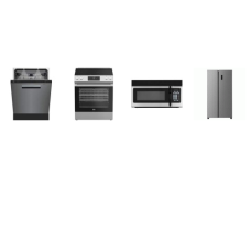 4 STAINLESS STEEL APPLIANCE PACKAGE : beko SLIDE IN ELECTRIC RANGE OVEN, 39DB Tall Tub Dishwasher, AND ELEMENT OTR MW, 36"W Counter Depth Side-by-Side Refrigerator