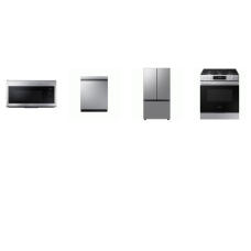 Samsung 4 Stainless: Slide-In Gas Range Precision Knobs Convection Oven Air Fry, OTR Convection Microwave, 46dBA Dishwasher AutoRelease, Counter Depth French Door Refrigerator AutoFill Water Pitcher