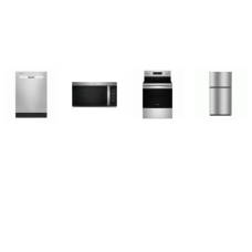 Whirlpool 4 Fingerprint Resistant Stainless Steel Package : Gas Range Convection Oven Air Fry, 1.7CF OTR MW 300 CFM, Fully Integrated Dishwasher 55 dBA, 33"W 21.3CF Top Freezer Refrigerator